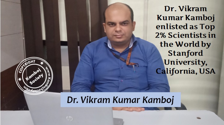 Dr. Vikram Kumar Kamboj enlisted as Top 2% Scientists in the World